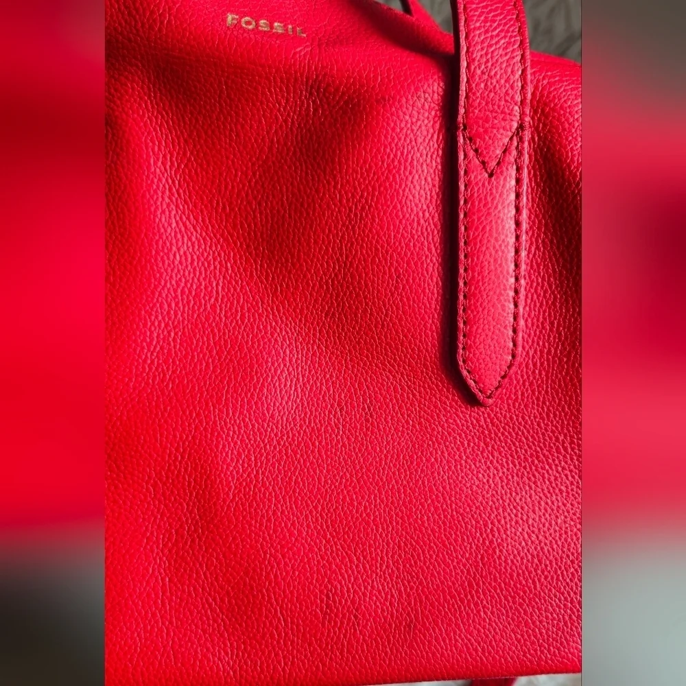 Fossil Sydney Red Leather Satchel w/Crossbody Strap